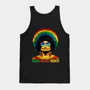 Black History Month Woman Colorful Hair Tank Top